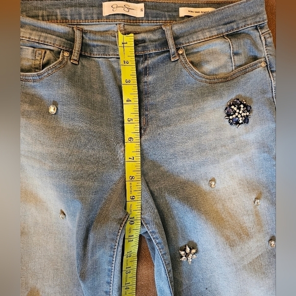 Jessica Simpson Nika Best Friend Bejeweled Light Wash Ankle Jeans Size 29 - Picture 13 of 16